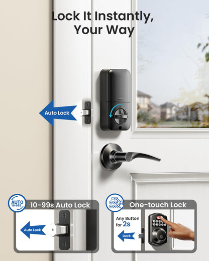 Veise Keyless Entry Door Lock with 2 Lever Handles - Electronic Keypad Deadbolt, Easy Installation Digital Smart Front Door Lock Set, Oil Rubbed Bronze