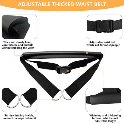 Tuyzhrymlic Sled Pulling Belt Set, Adjustable Waist Training Belt with Pulling Rope for Strength Agility Power Training to Help Full Body Building
