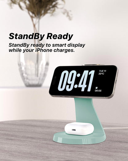 3 in 1 Charging Station for Apple Devices,Mag-Safe Charger Stand Fast Charging,Wireless Charger for iPhone 16/15/14/13/12 Series,& AirPods,& iWatch(USB-C Charger Included)