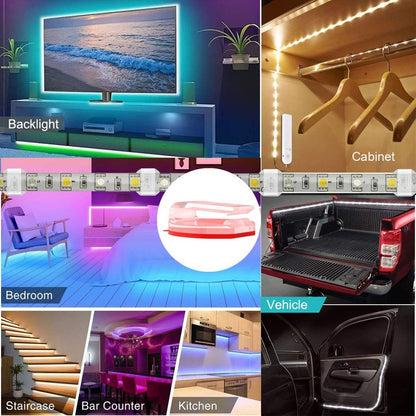 ATB- Clear LED Strip Light Mounting Clips,100 Pack Self-Adhesive Brackets Holders for10mm 12mm Waterproof LED Strips, USB Cable Management Clips for Wires Under 0.12 Inch Diameter, Strong V-HB Tape