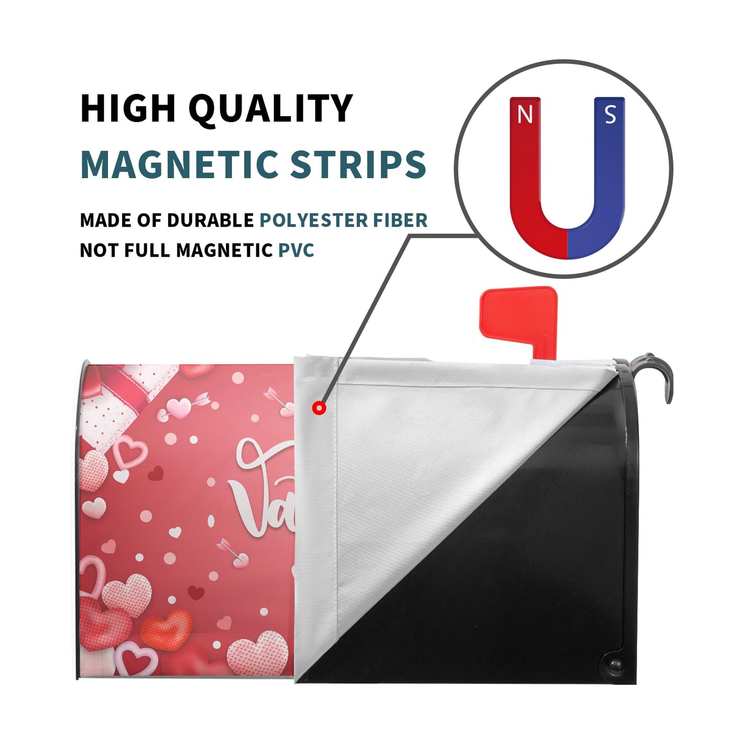 Romantic Valentines Day Mailbox Cover Large Size 25x21in Valentine Decoration Mailbox Covers Magnetic Red Pink Love Hearts Decorative Post Letter Box Wrap Decor for Anniversary Wedding Garden Yard