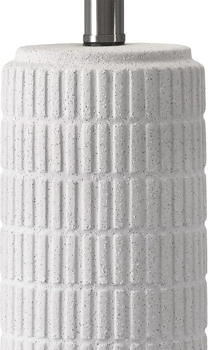PoKat 24" Farmhouse Ceramic Table Lamps Set of 2 for Bedroom, White Stone-Like Bedside Lamps for Night Stands, Matte-Textured Decor Nightstand Table Lamps for Living Room End Table White