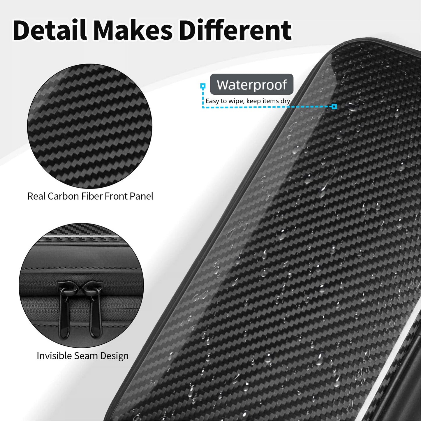 T-carbon Carbon Fiber Lightweight Men's Travel Toiletry Bag, Waterproof Protective Hard Shell Hanging Dopp Kit with Dual Pockets, Shaving Grooming Organizer, Compact Travel Essentials, Black