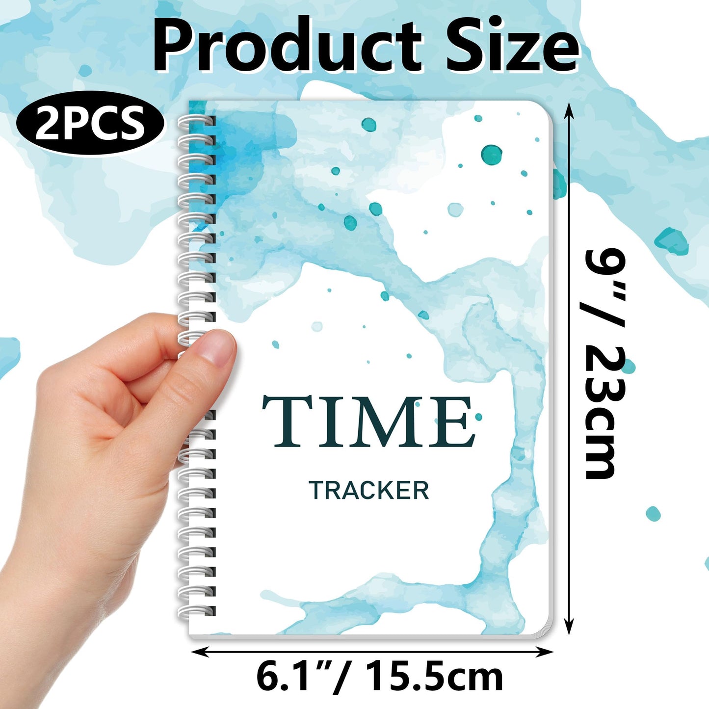 INKNOTE 2Pcs Time Tracker Log Timesheet Notebook Spiral Management LogBook for Effectively Track and Plan Your Day 9 X 6.1inch-100 Pages