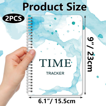 INKNOTE 2Pcs Time Tracker Log Timesheet Notebook Spiral Management LogBook for Effectively Track and Plan Your Day 9 X 6.1inch-100 Pages