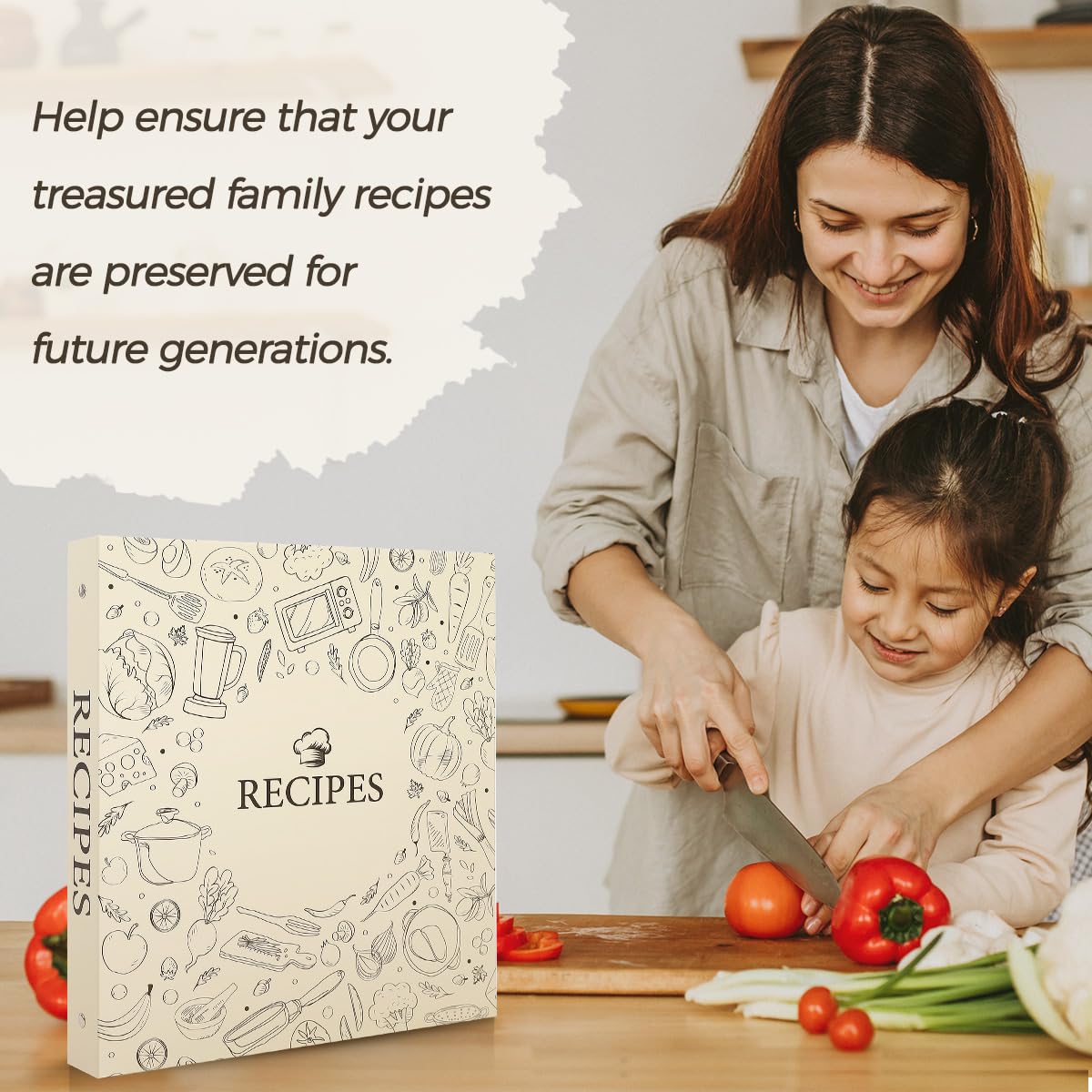 Recipe Binder 8.5x11 3 Ring, 1" Round Rings, Recipe Book to Write in Your own Recipes, Recipe Binder with 60 Plastic Sleeves, 12 Dividers, 60 Blank Recipe Cards, Family Recipe Organizer