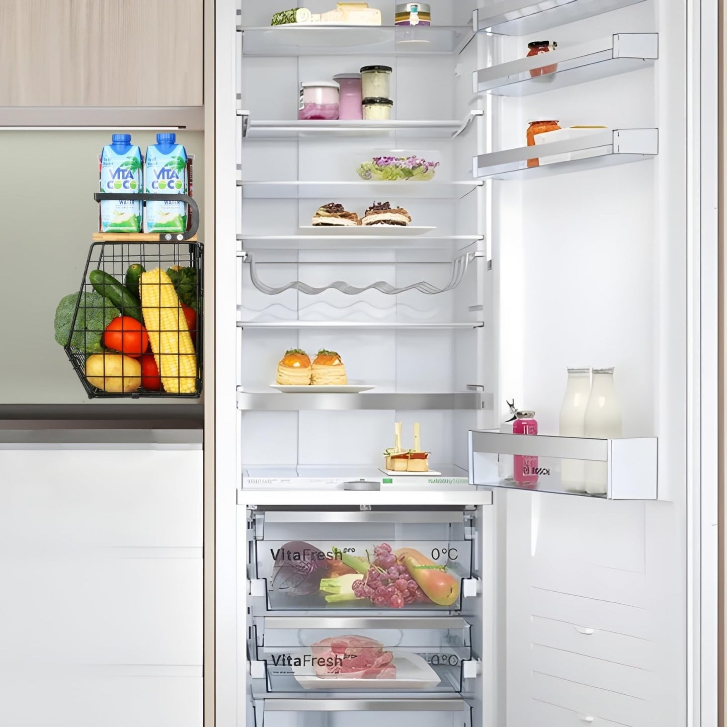 Ofiray-home Magnetic Shelf for Fridge with Wood Lid, Fruit Potato and Onion Storage Bins, Pantry Organizers & Storage, Large Container Magnetic Spice Rack for Refrigerator, Kitchen Counter, Cabinet