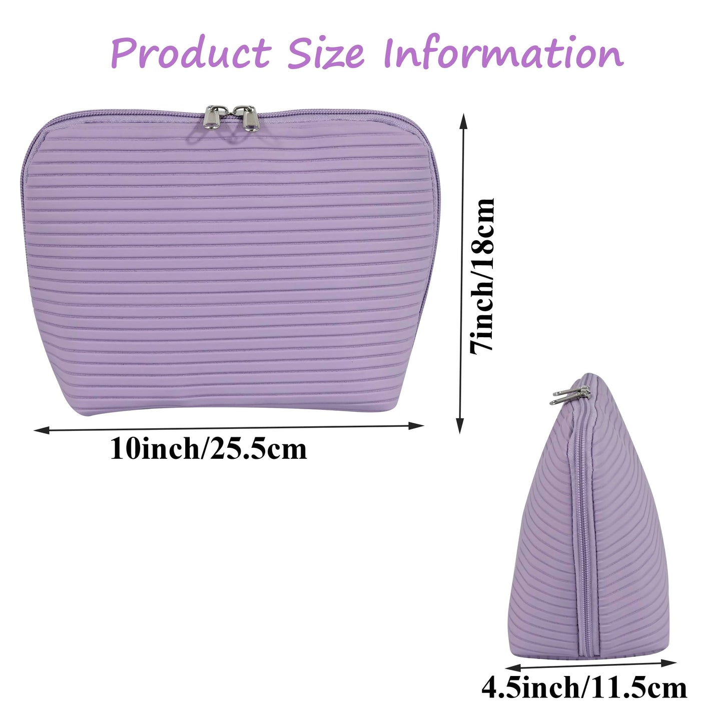 Tense Edano Travel Makeup Bag for Women, Waterproof Stand Up Cosmetic Bag with Brush Holders, Organizer Bag with Compartments, Fold-Down Design for Skincare, Toiletries & Essentials (Purple, Medium)