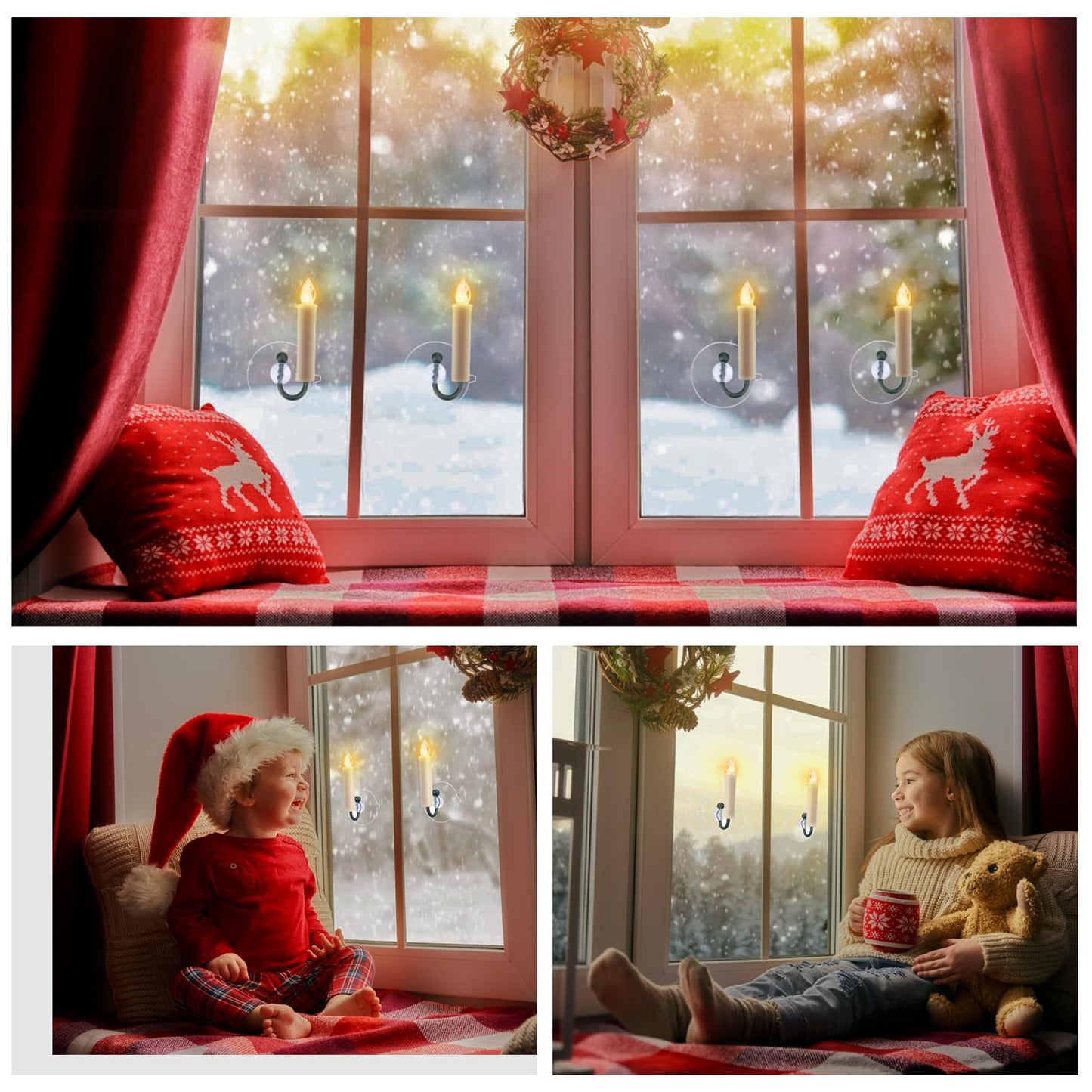10 PCS LED Window Flameless Taper Candle, Battery Operated Christmas Tree Candle Lights with Remote Timer, Flickering Tree Candles Ideal for Christmas Garden Wedding Birthday Party Decoration