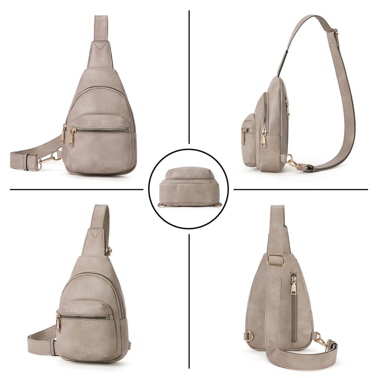 CLUCI Small Sling Bag for Women, Leather Crossbody Fanny Packs Trendy, Women's Chest Bag