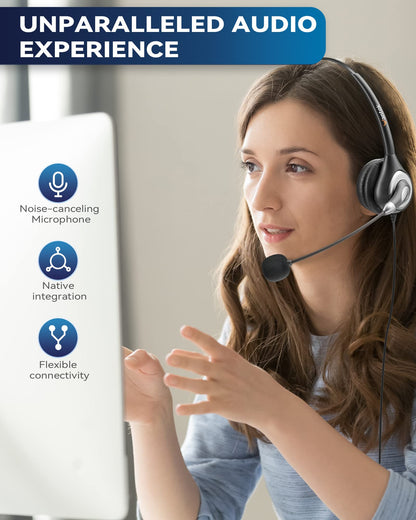 Wantek Corded USB Headsets Mono with Noise Cancelling Mic and in-line Controls, UC Business Headset for Skype, SoftPhone, Call Center, Crystal Clear Chat, Super Lightweight, Ultra Comfort (UC600)
