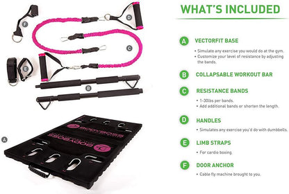 BodyBoss Home Gym 2.0 - Full Portable Gym Home Workout Package, Includes a Set of Resistance Bands (2) - Collapsible Resistance Bar, Handles + More- Full Body Workouts for Home, Travel or Outside