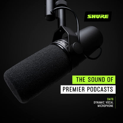 Shure SM7B Vocal Dynamic Microphone – XLR Studio Mic for Podcasting, Recording, Broadcasting, Streaming & Gaming – Smooth, Warm Sound, Rugged Build, Detachable Windscreen, Wide Frequency Range, Black