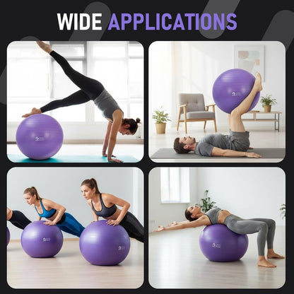Yoga and Pilates Ball - 15" to 30" Sizes for Fitness, Workout, Pregnancy & Therapy | Quick Pump Included