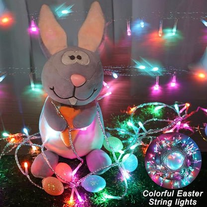 Colorful String Lights Easter Decoration, 66 ft 200 LED Easter Pastel Lights 8 Modes Plug in, Indoor Outdoor Connectable Clear Wire Twinkle Fairy String Lights for Spring Bedroom Party