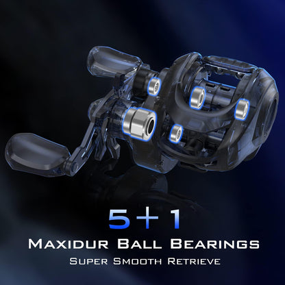 KastKing Centron Lite Baitcasting Fishing Reels, 7.1:1 Gear Ratio, Right Handed Reel, Black
