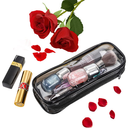 WUWEOT 10 Pack Clear Pencil Case, PVC Pencil Bag Makeup Pouch, Big Capacity Travel Toiletry Bag with Zipper for Office Stationery and Travel Storage (Black+White)