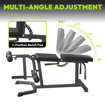 HANDBODE Leg Extension and Curl Machine, Adjustable Leg Curl Machine, Seated Leg Extension and Lying Curl Machine for Lower Body Workouts, Leg Workout Equipment Fit Weight Plate Set