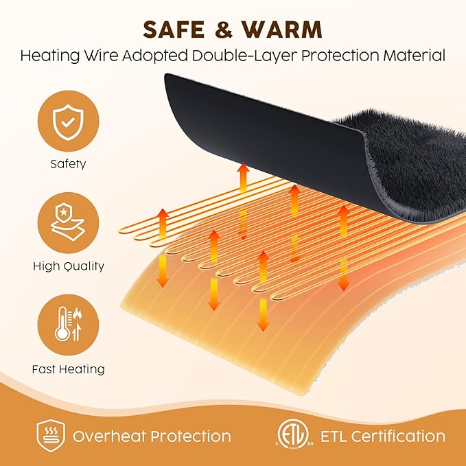 HYLEORY Heated Electric Blanket Twin 62"x84" Soft Fleece & Flannel with 5 Heating Levels & 10 Hours Timer Auto Shutt Off, ETL Certified, Washable，Heated Blanket for Body-Dark Grey