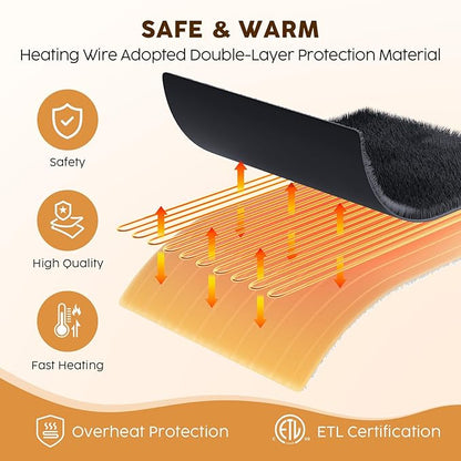 HYLEORY Heated Electric Blanket Twin 62"x84" Soft Fleece & Flannel with 5 Heating Levels & 10 Hours Timer Auto Shutt Off, ETL Certified, Washable，Heated Blanket for Body-Dark Grey