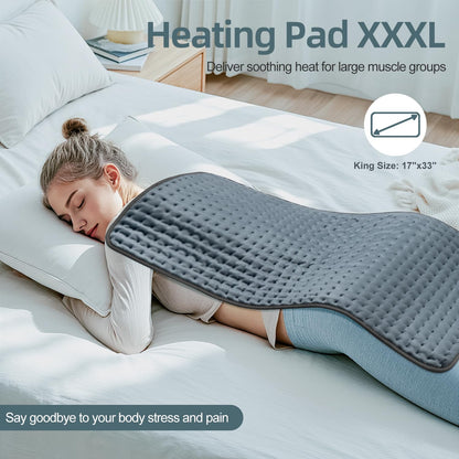XXXL Heating Pad for Back Pain Relief, Heated Pad for Neck/Shoulders/Legs/Knees/Feet/Cramps, 6 Heat Settings Auto-Off, Heat Pads for Women, Birthday Mothers Day Gifts for Mom Wife Grandma Her, 17"x33"