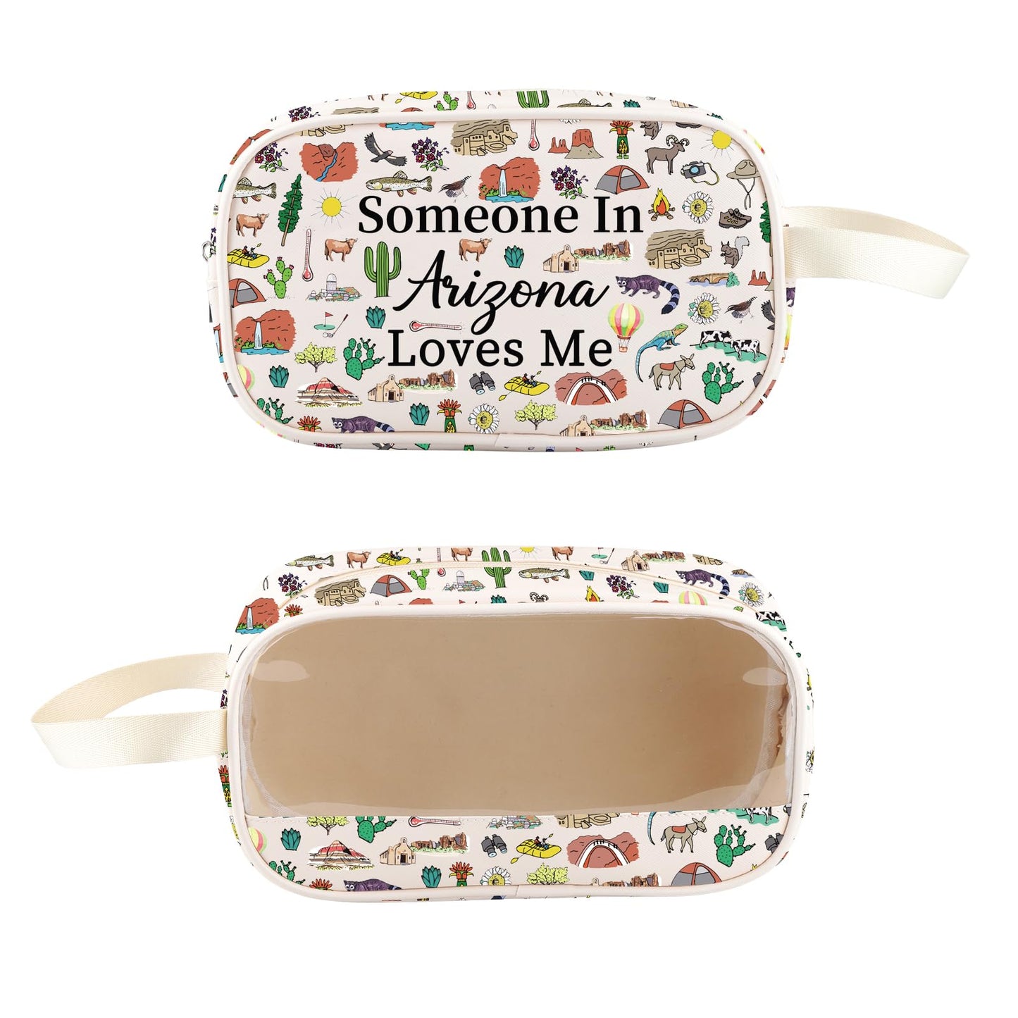 PXTIDY Arizona Souvenir Clear Toiletry Bag Long Distance Relationships Gift Someone In Arizona Loves Me Bag State Travel Gift