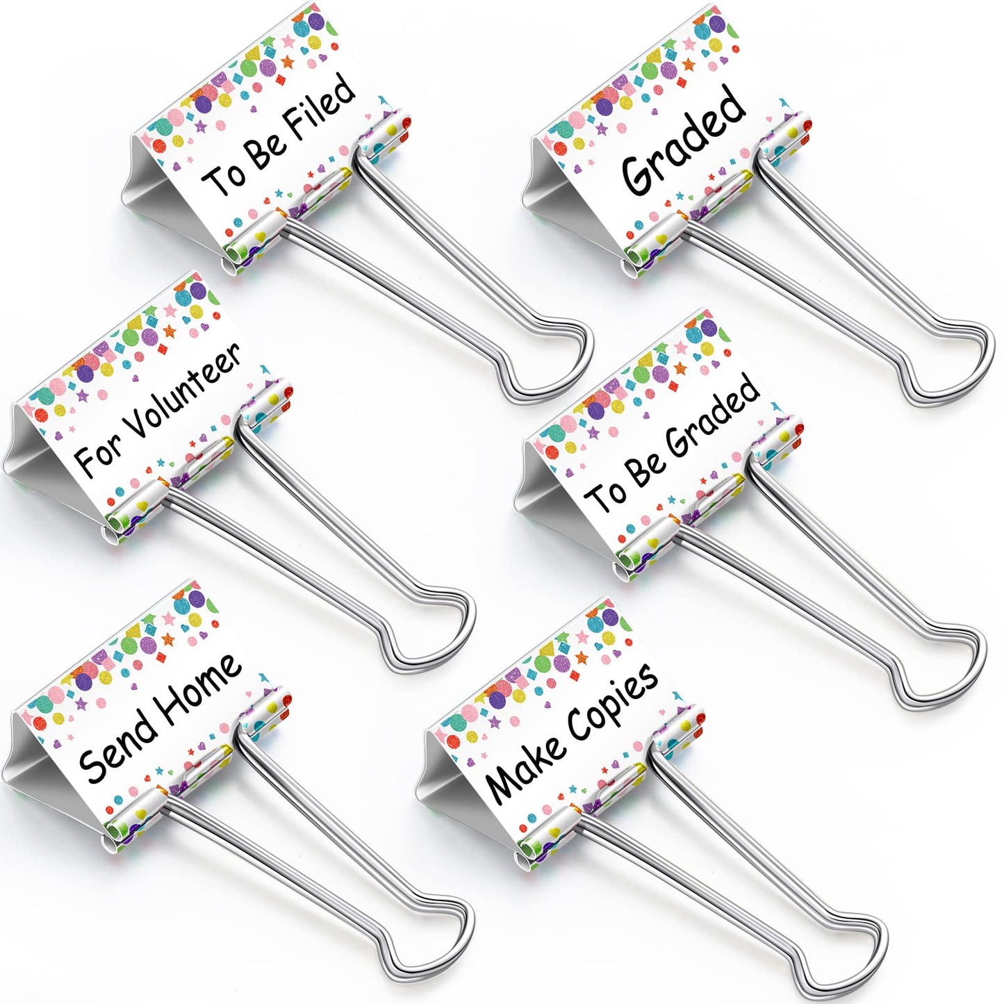 Tenare 6 Pieces Teacher Essentials Large Binder Clips 2 Inches Teacher Binder Paper Clips Office Back to School Gifts Classroom Supplies Management Supplies(Cute Things to Do)