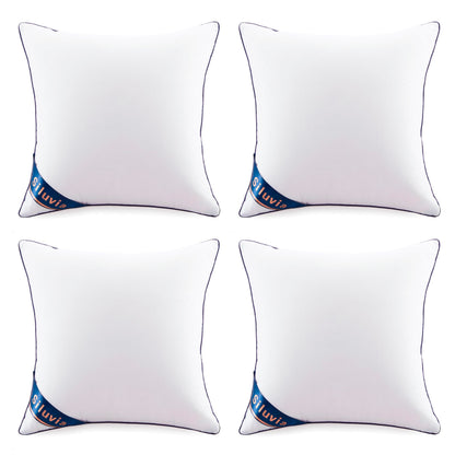 Siluvia 20"x20" Pillow Inserts Set of 2 Decorative Square Square Throw 20 Pillows with 100% Cotton Cover for Sofa, Couch, and Bed - White