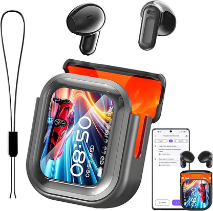 NE20 Earbuds, 2025 New NE20 AI Translation Earbuds in Real Time, Language Translator Headphones with LCD Touch Screen Audifonos Traductores Inglés Español Support 140 Languages for Travel Business