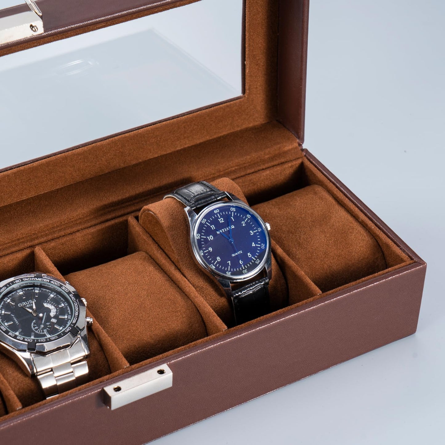 ProCase Watch Box, Fathers Day Gift for Dad, 6 Slot Mens Watch Case, Watch Storage Holder Organizer, Watch Display Case with Glass Lid, Anniversary Birthday Gifts -6 Slot, Espresso