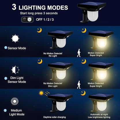 Super Bright Outdoor Solar Garden Lights Motion Sensor Pathway Light Landscape Lighting for Yard, IP65 Waterproof Solar Powered Porch Lights Walkway Lawn Patio Garden Decor