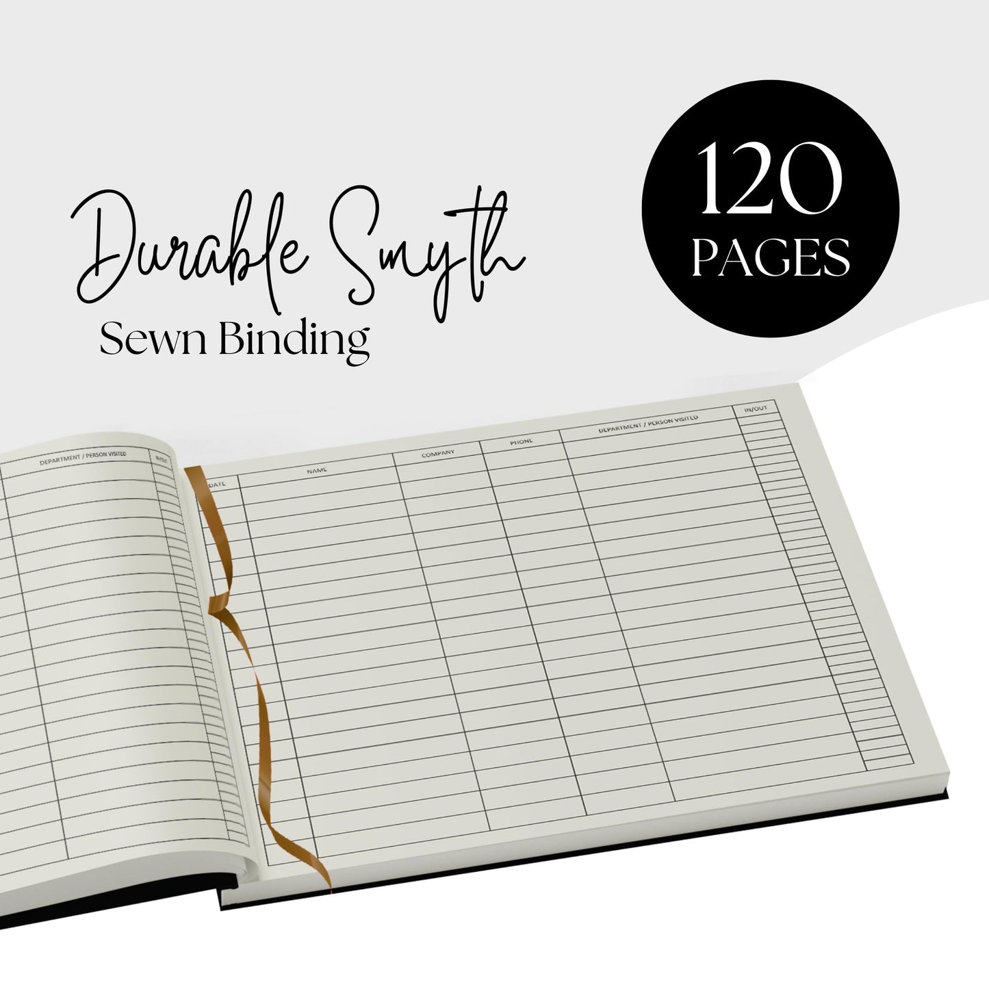 Officewerks Visitors Register & Guest Book, 120 Pages, 8 7/8" X 7", Black Hardbound Cover, Durable Smyth Sewn Binding