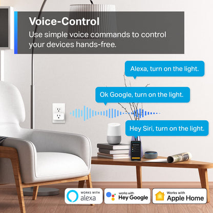 TP-Link Tapo Matter Supported Smart Plug Mini, Compact Design, 15A/1800W Max, Super Easy Setup, Works with Apple Home, Alexa & Google Home, UL Certified, 2.4G Wi-Fi Only, White, Tapo P125M(3-Pack)