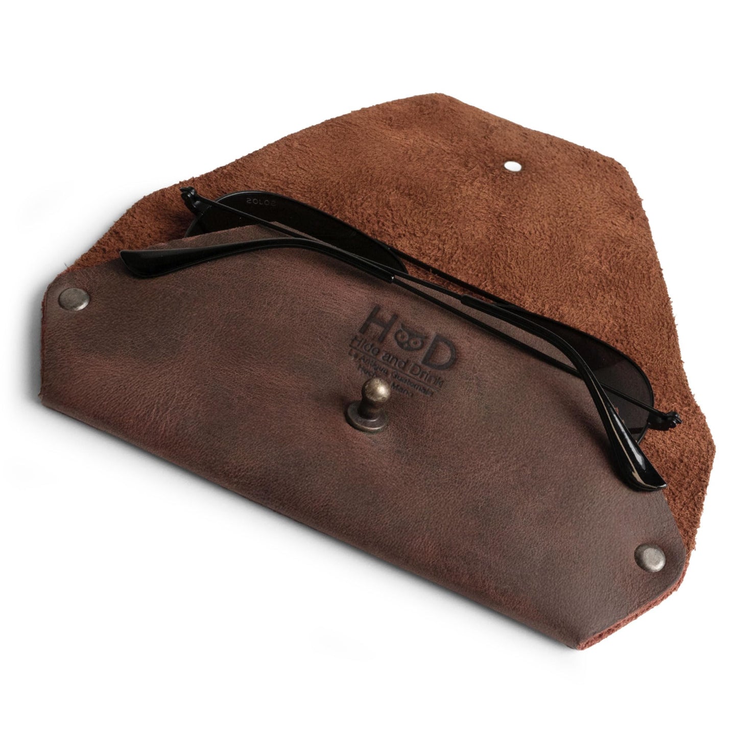 Hide & Drink, Sunglasses Sleeve Case Protector, Eyewear Pouch, Great for Outdoors & Traveling, Full Grain Leather, Handmade (Bourbon Brown)