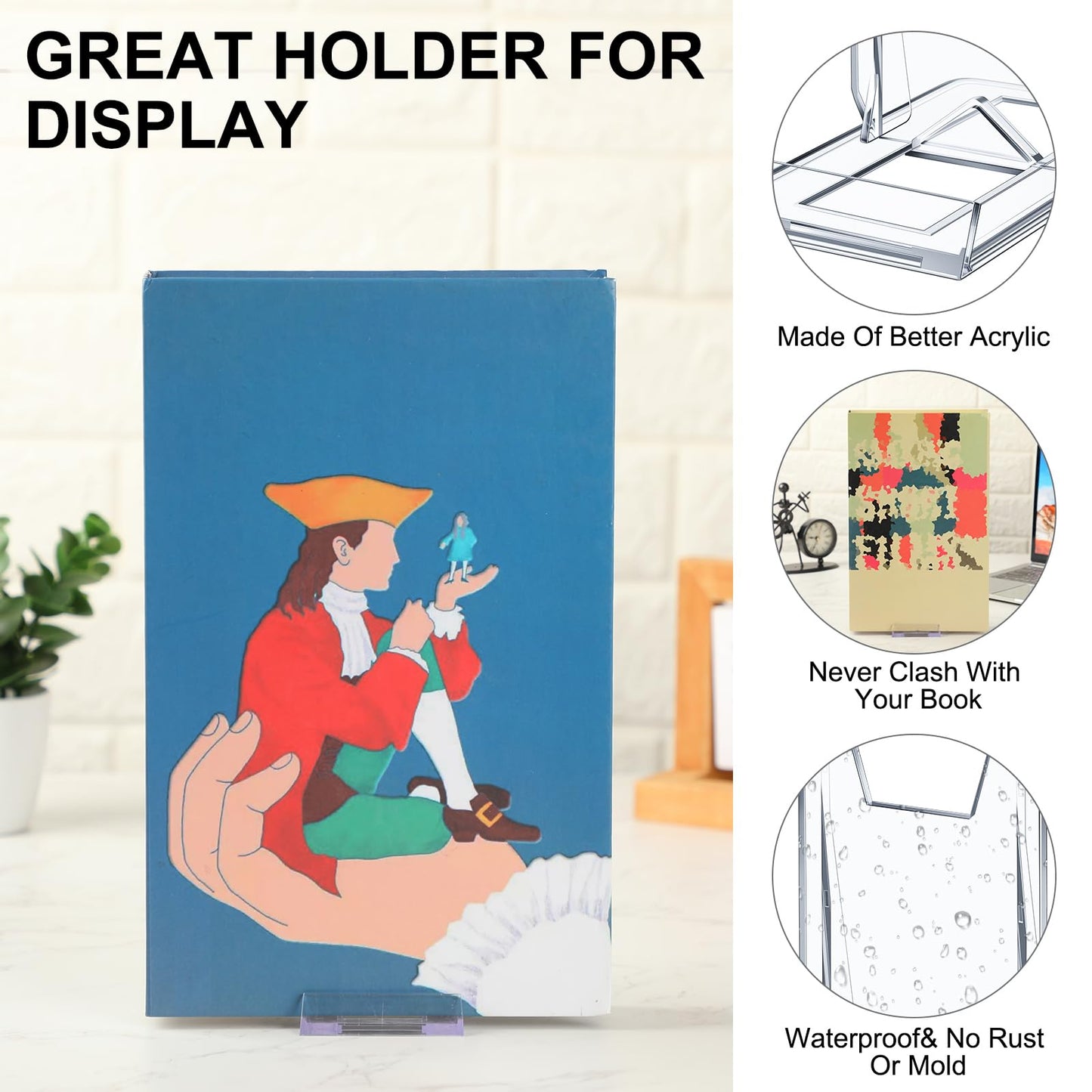Memorywuu 36 Pack Acrylic Book Stand for Display Adjustable Clear Display Holder Easel Collector Stand for Home Office Back to School Comic Album CD Magazine Postcard Artworks (4.2 x 4.3 x 2.35 Inch)
