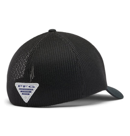 Columbia PFG Flag Mesh Ball Cap-High Crown, Black/Black/Texas Fish, Large/X-Large