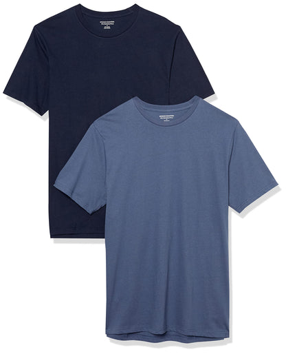 Amazon Essentials Men's Short Sleeve T-Shirts, Slim-Fit, Crewneck, Pack of 2, Dark Blue/Navy, XX-Large