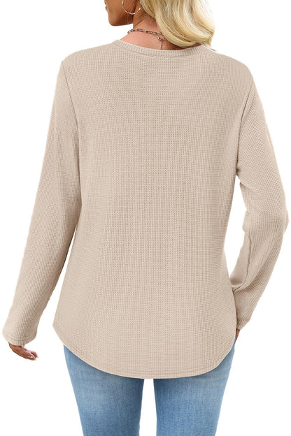 WIHOLL Long Sleeve Shirts for Women Waffle Knit Trendy Fall Fashion 2025 Dressy Casual Blouses Teacher Outfits