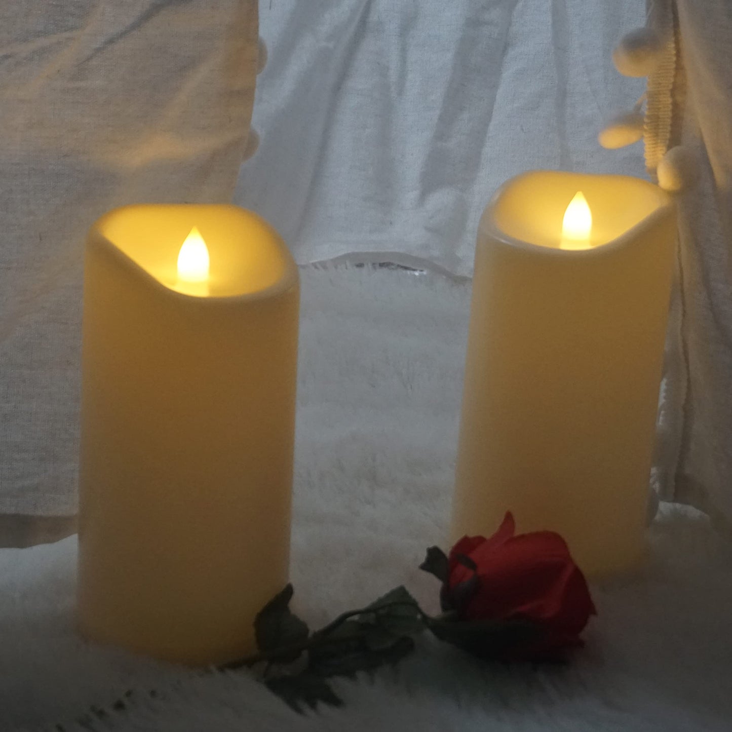 CANDLE CHOICE Large Waterproof Outdoor Battery Operated Flameless Candles with Remote Timer Realistic Flickering Plastic Electric LED Pillars for Lantern Garden Yard Halloween Christmas 4x8 2 Pack