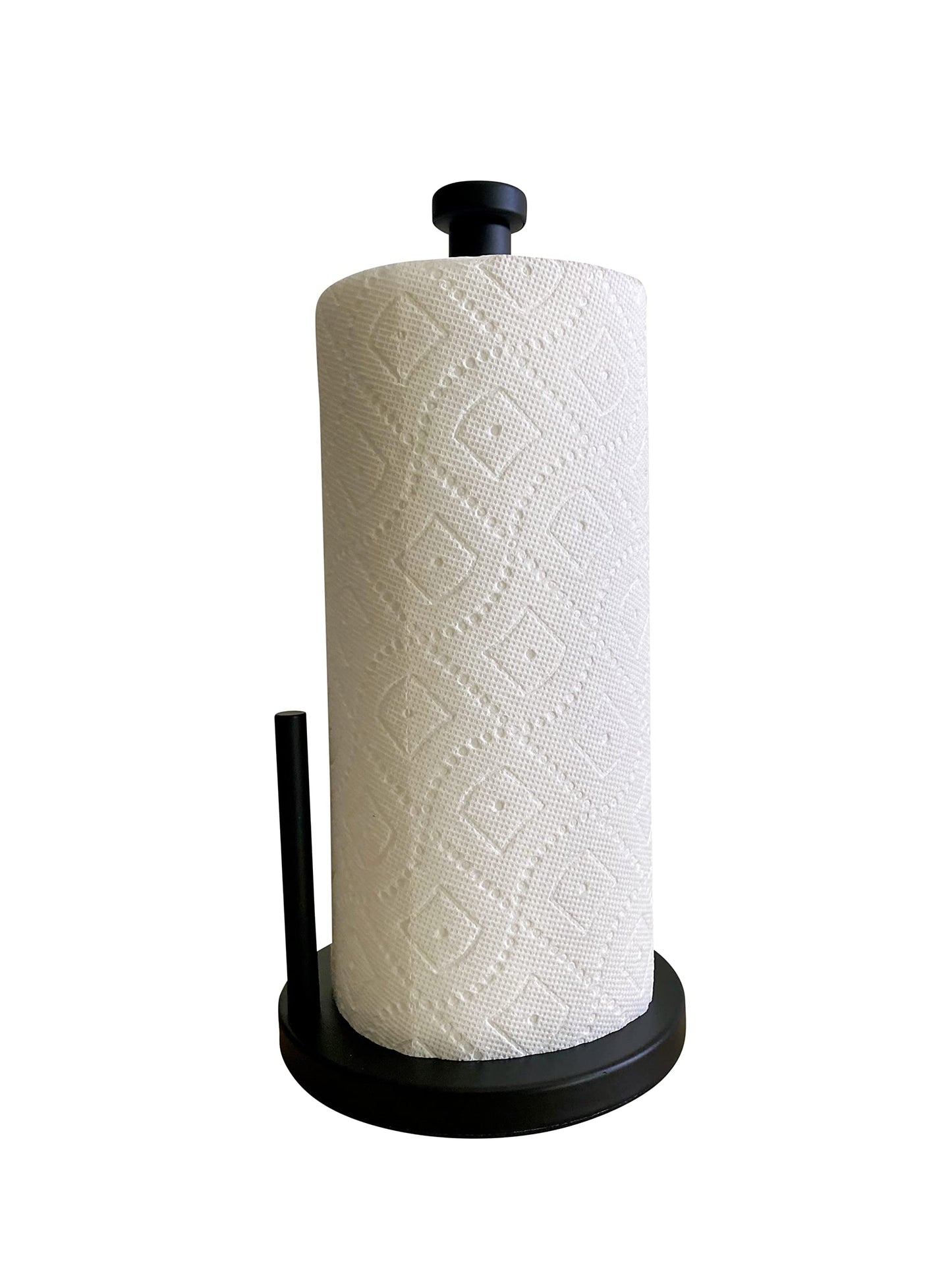 Steelware Central Black Paper Towel Holder Countertop Stainless Steel Paper Towel Stand with Weighted Non-Slip Base One-Handed Tear, Rust-Resistant Kitchen Roll Holder, Standard, Jumbo & Large Rolls