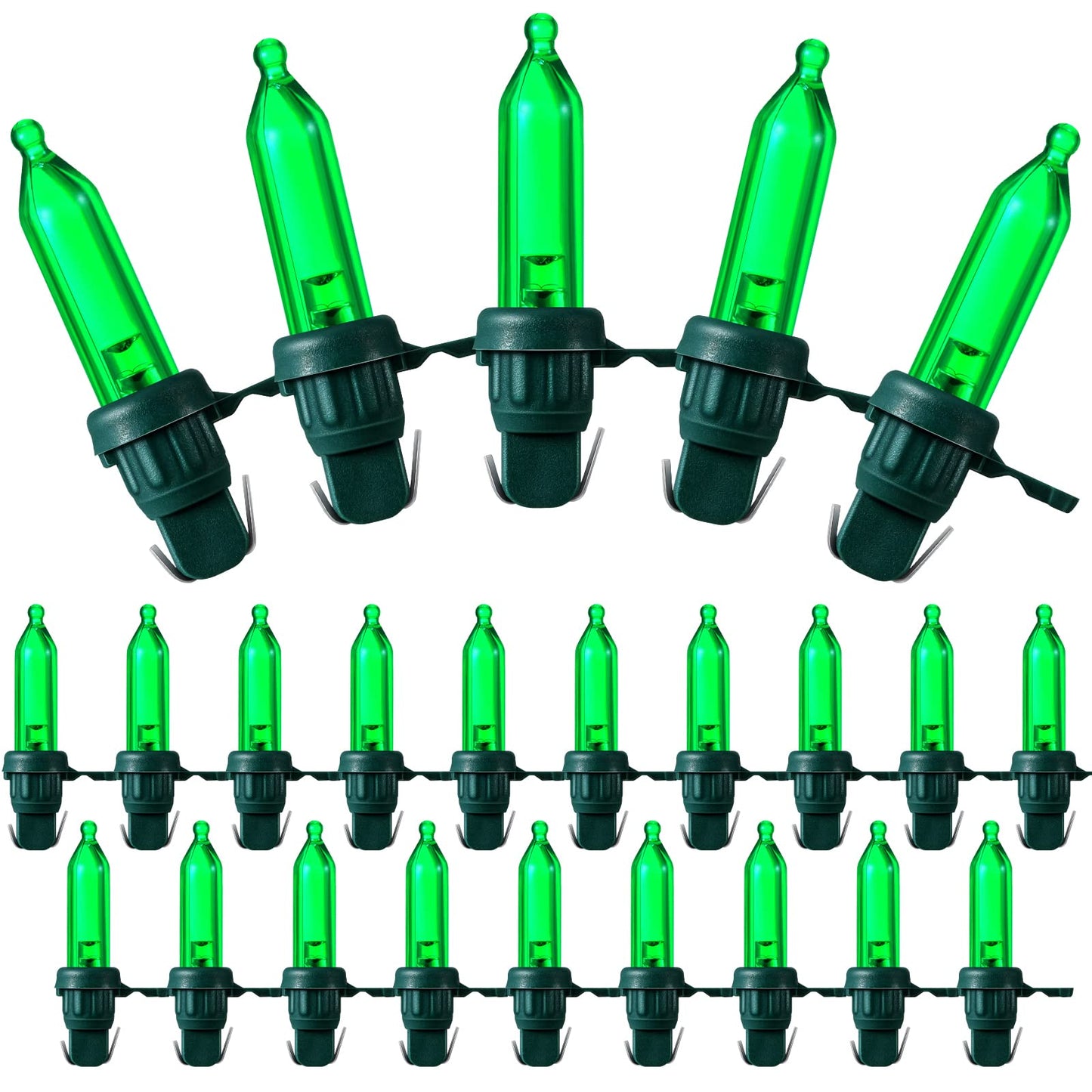 Remagr 120 Pcs Christmas LED Replacement Bulb Mini Wide Angle LED Xmas Bulbs Tree Light Outdoor String Light Replacement for Christmas Garden Party Decor(Green Base with Green Bulb)