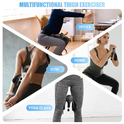 Thigh Trainer for Women, 15-70LB Adjustable Resistance Inner Thigh Exerciser for Pelvic Floor Muscle Repair, Thigh Trainer Kegel Exercise for Shaping, Yoga & Weight Loss at Home Gym - Black Gray