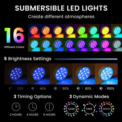 LOFTEK Submersible Pool Lights with Remote, Rechargeable LED Pool Light, Underwater Pool Light, 16 Color Changing Floating Pool Lights for Pool, Shower, Hottub, Pond, Bathroom (4 Pack)