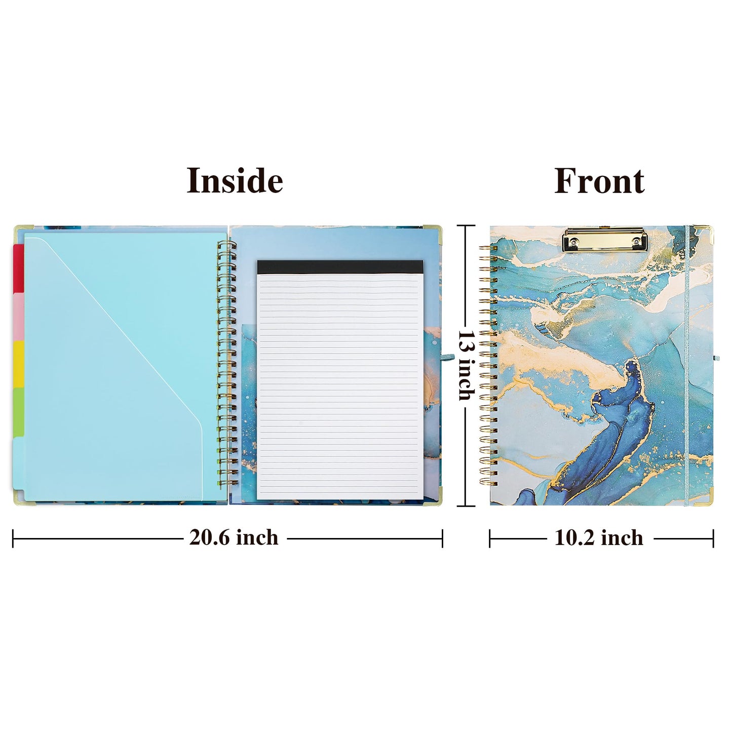 Hiwhy Clipboard with Storage and Refillable Notepad for Letter Size 8.5"x 11", Cute Clip Board with 5 Extra Folders with Tabs and Storage, Nursing School Office Supplies
