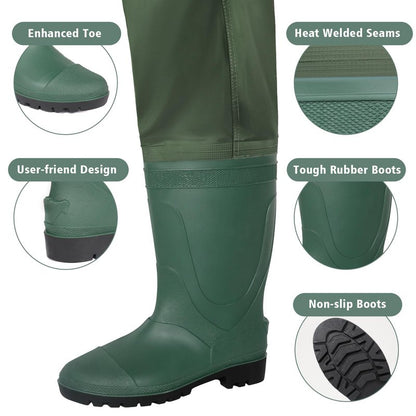 Trudave Chest Waders for Men with Boots, 2-Ply Nylon/PVC Waterproof Fishing & Hunting Waders for Men and Women