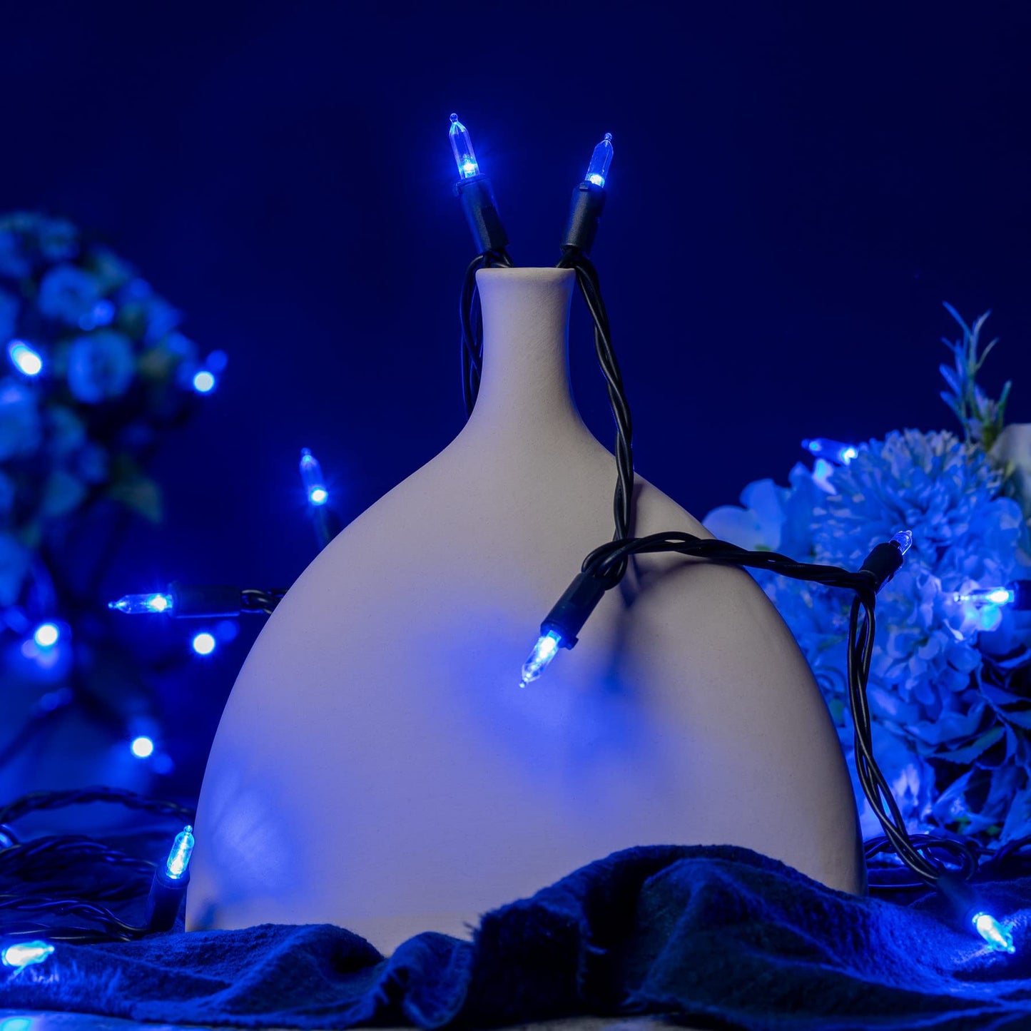 YULETIME 200 Blue Christmas String Lights, 2-Set 33 ft 100 LED Black Wire