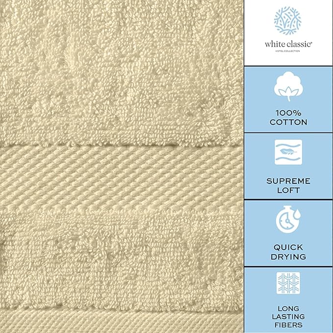 White Classic Luxury Beige Hand Towels