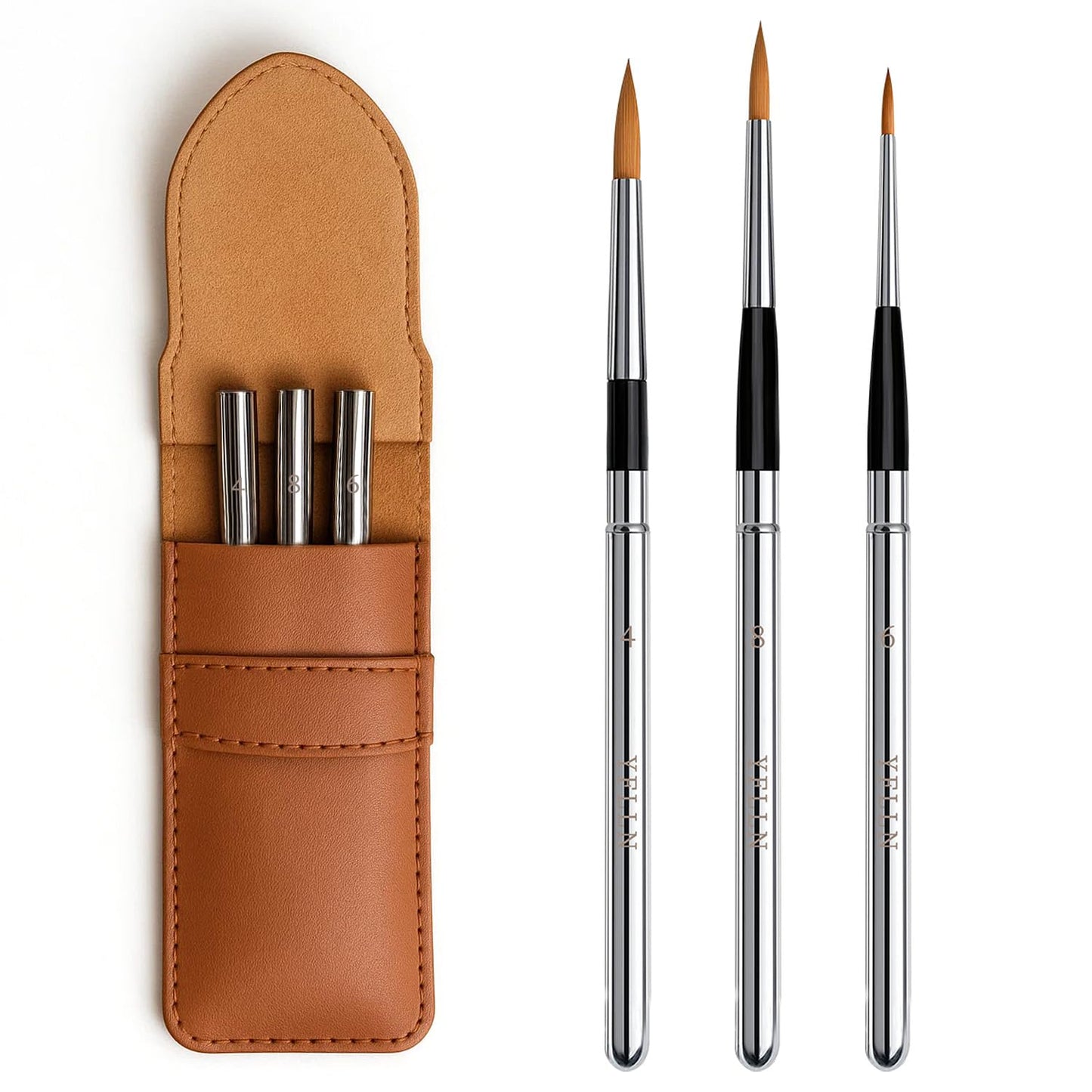 Travel Watercolor Brushes, Travel Kit with Leather Pouch Perfect for Watercolor Acrylics Gouache Ink Painting