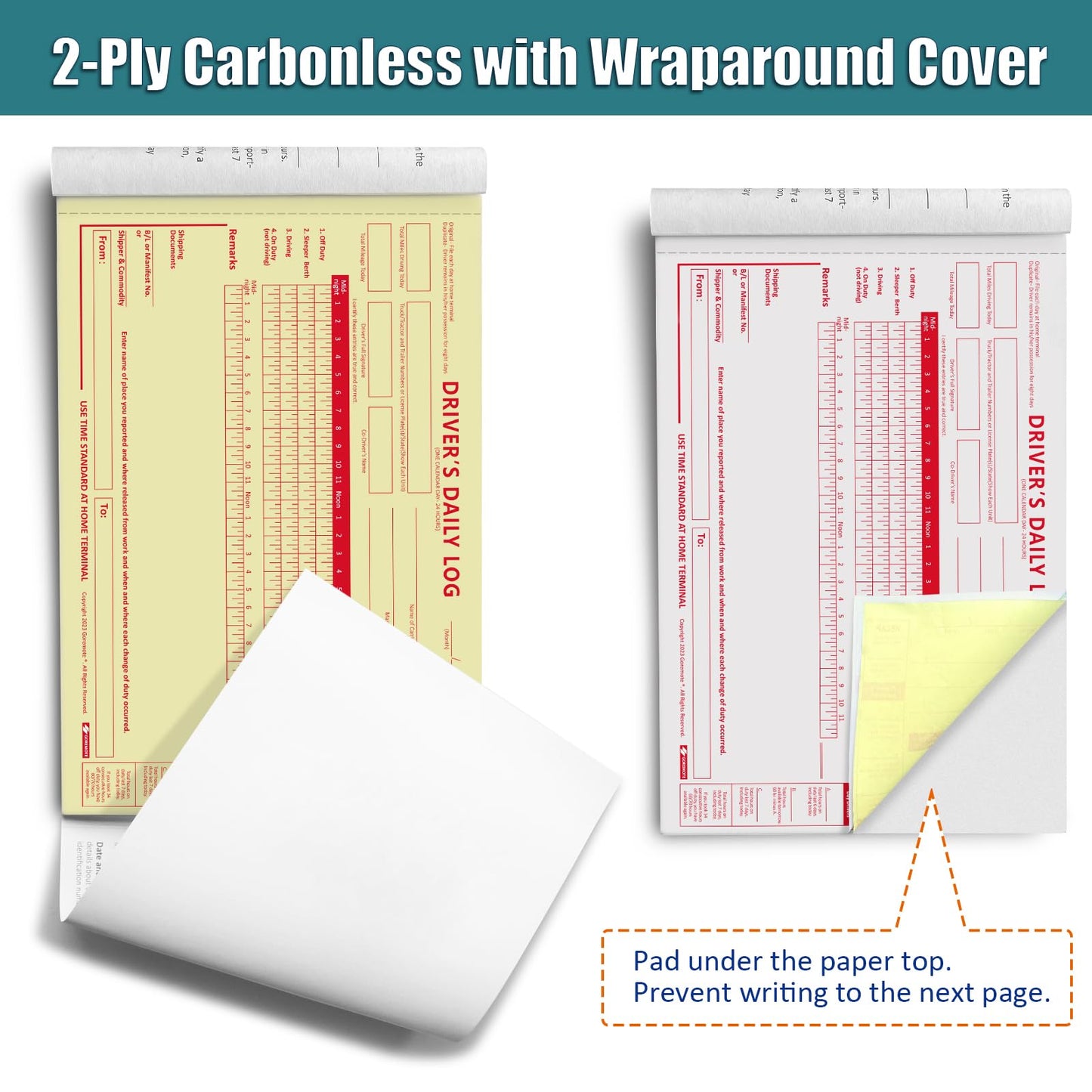 Daily Log Books for Truck Drivers with 7 & 8 Day Recap, 10 Pack, 2-Ply Carbonless, 35 Sets of Forms per Book, 8.5" x 5.5", Paper Driver Log Books for Truckers, Meet Requirements
