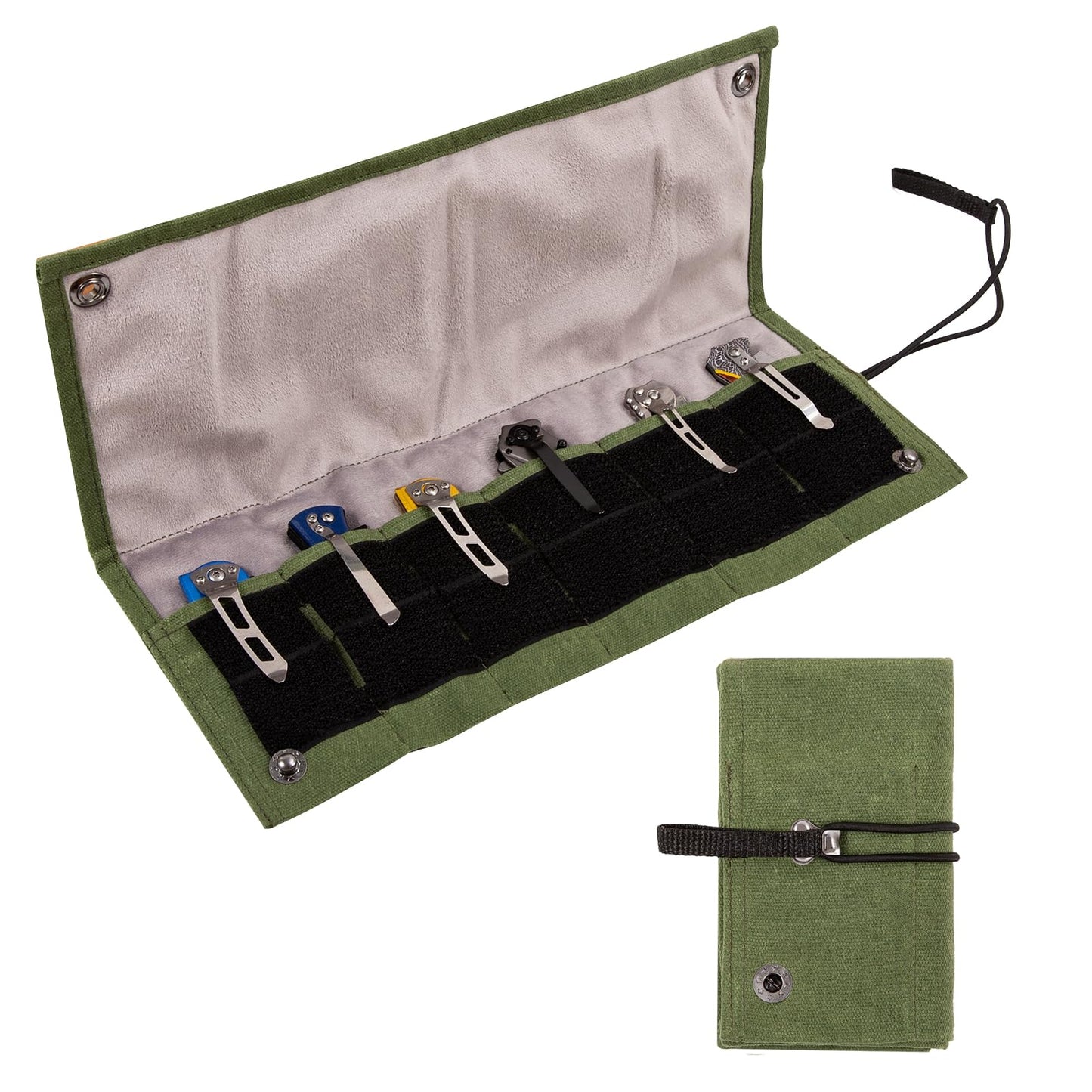 Baizoy Pocket Knife Display Bag,6 Slots with Pocket Knives, Folding Small Knife Storage Pouch, Knife Roll Bag Organizer, Knives Roll Collection Protector Bag, Tactical Outdoor for EDC Mini Knife Bags